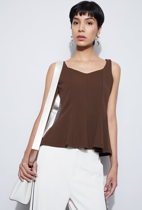 CODE Solid Peplum Top