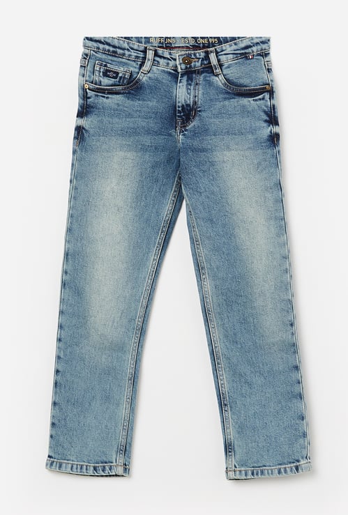 RUFF KIDS Boys Stonewashed Straight Fit Jeans