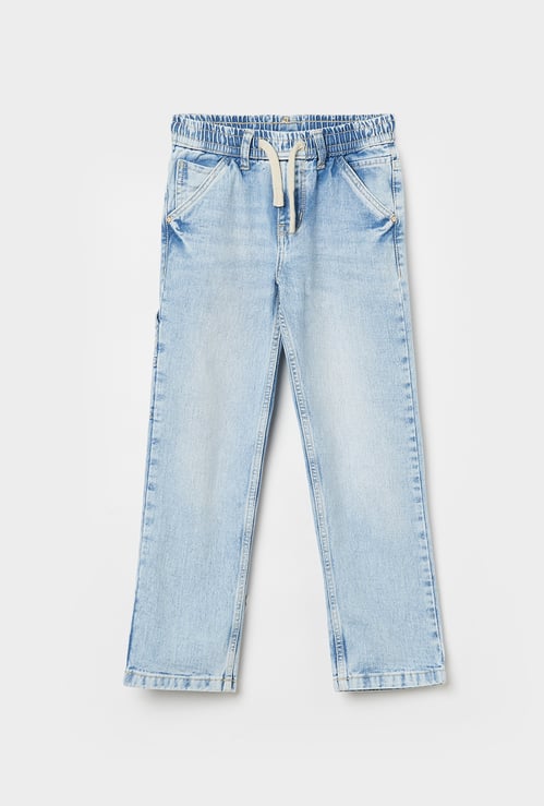 RUFF KIDS Boys Ice Wash Regular Fit Drawstring Jeans