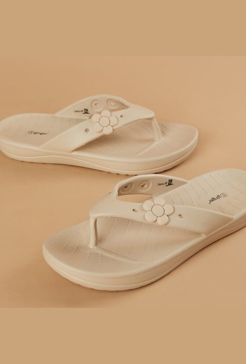 GINGER Floral Embossed Flip Flops