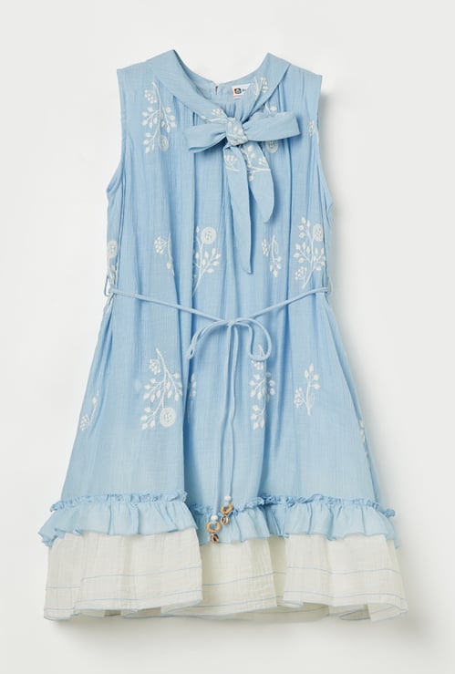 PEPPERMINT Girls Embroidered A-Line Dress
