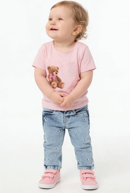 FAME FOREVER Girls Teddy Graphic Print T-shirt