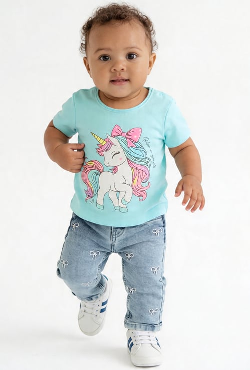 FAME FOREVER Girls Unicorn Print T-shirt