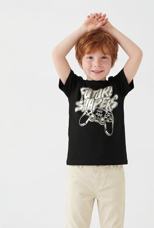 FAME FOREVER Boys Metallic Print T-shirt