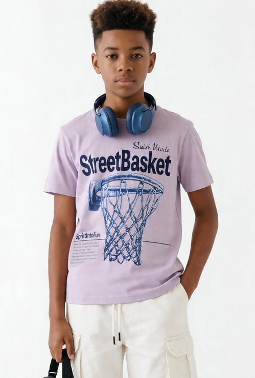 FAME FOREVER Boys Basketball Graphic Print T-shirt