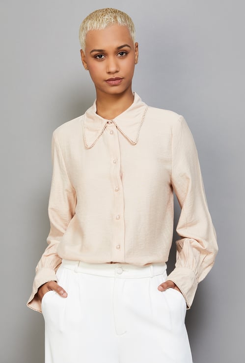 VERO MODA Pearl Trim Collar Top