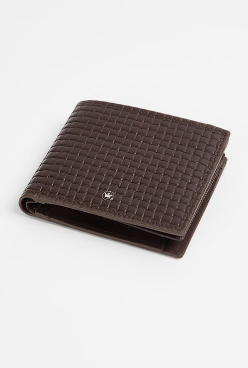 LOUIS PHILIPPE Basket Weave Leather Bi-Fold Wallet