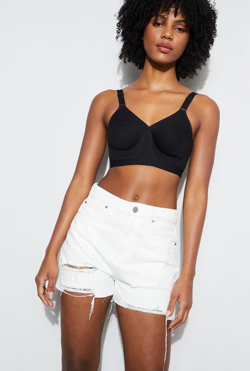 GINGER Solid Non-Padded Non-Wired Seamed Everyday Bra