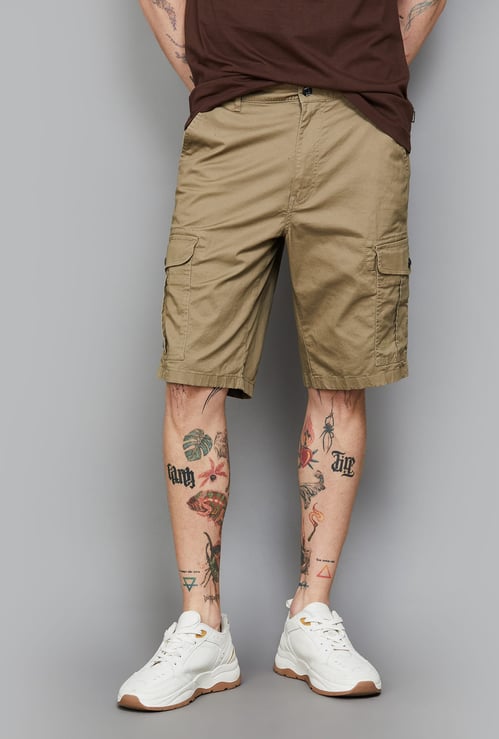 T-BASE Solid Cargo Shorts