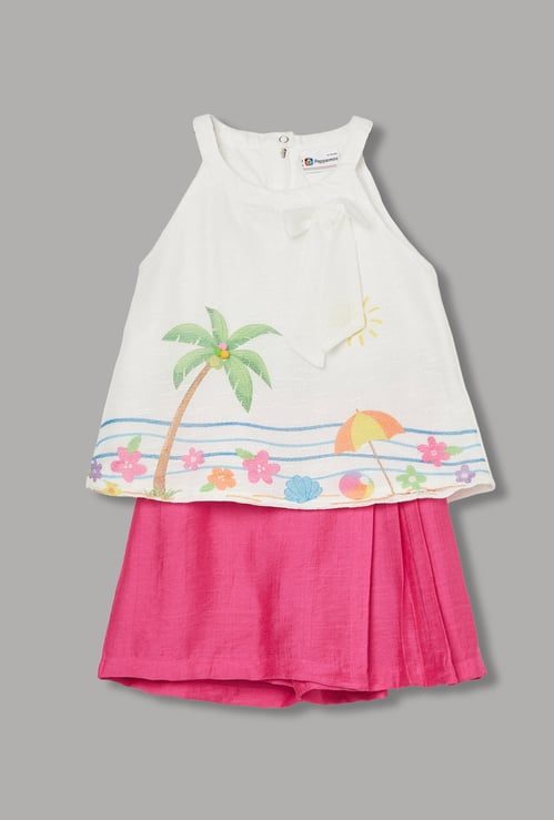 PEPPERMINT Graphic Print Top with Skirt Set