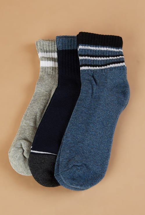 FAME FOREVER Boys Striped Ankle Length Socks - Pack of 3