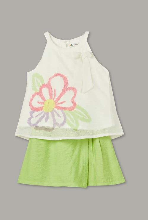 PEPPERMINT Girls Printed Top with Skort