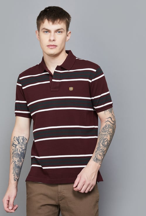 FAHRENHEIT Striped Polo T-shirt