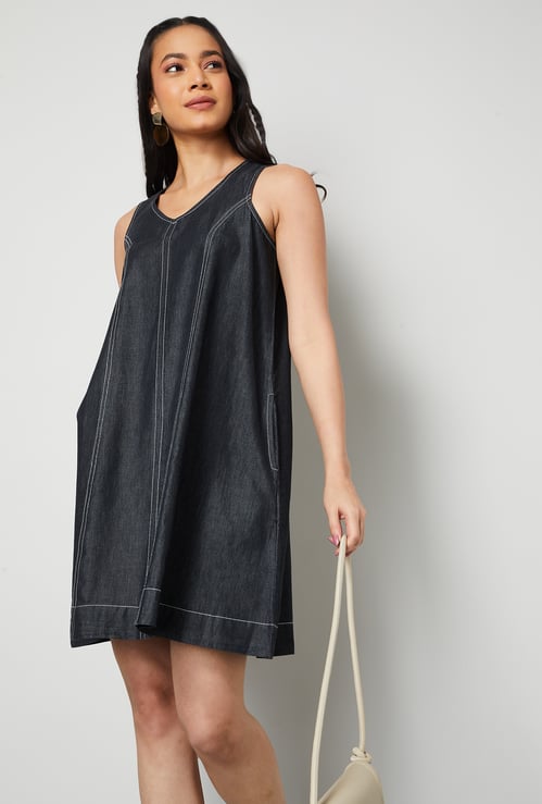 COLOUR ME Solid A-Line Dress