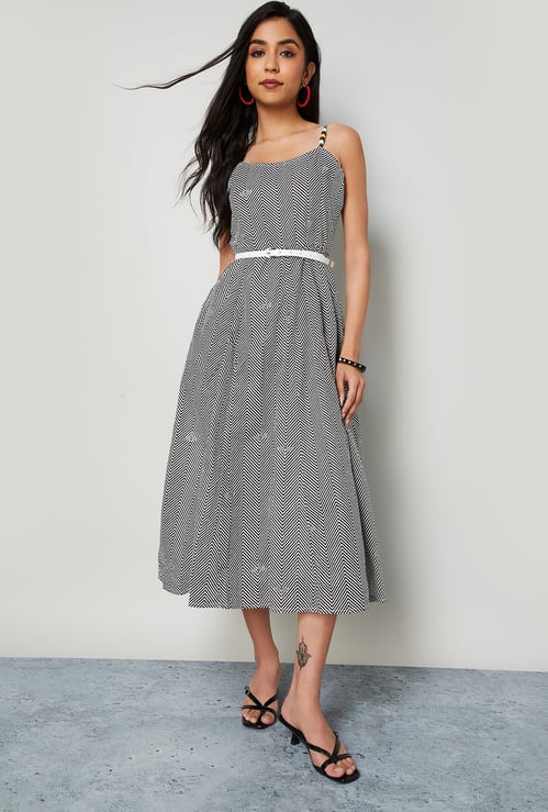 COLOUR ME Chevron Print A-Line Dress