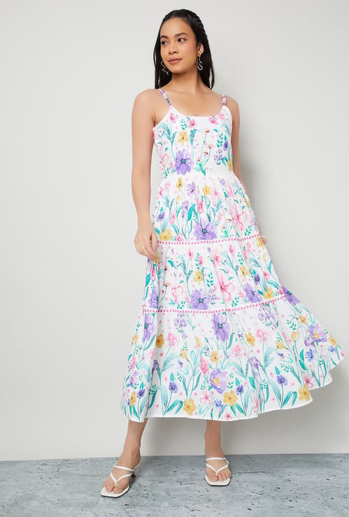 COLOUR ME FLORAL PRINT TIERED DRESS