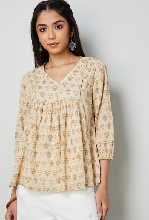 COLOUR ME Printed Peplum Top