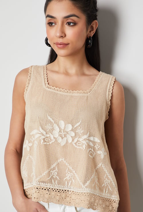 COLOUR ME Embroidered Sleeveless Top