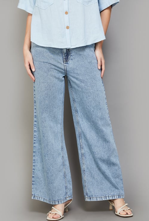 KRAUS Washed Wide Leg Jeans