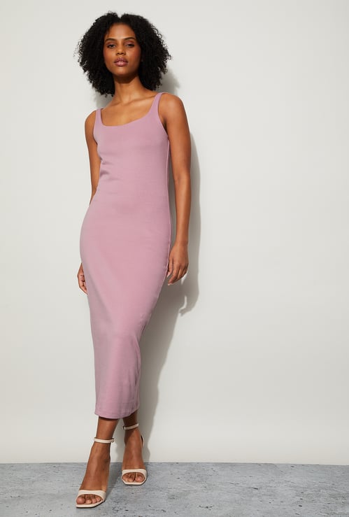 GINGER Solid Midi Dress