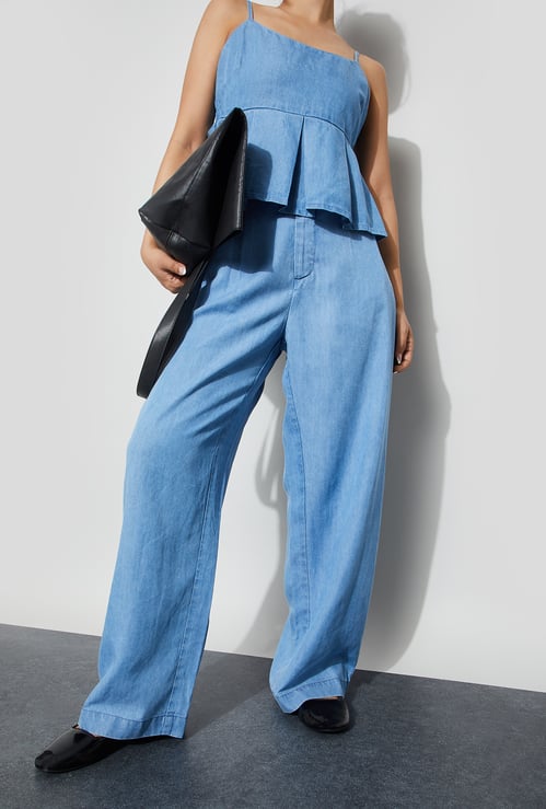 GINGER Washed Wide Leg Jeans