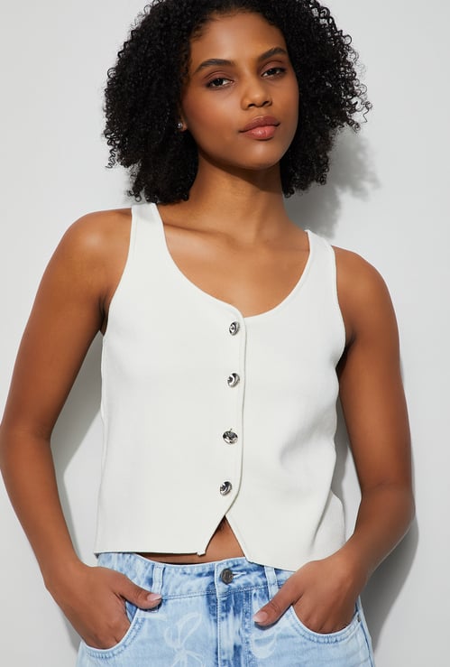 GINGER Solid Vest Style Top