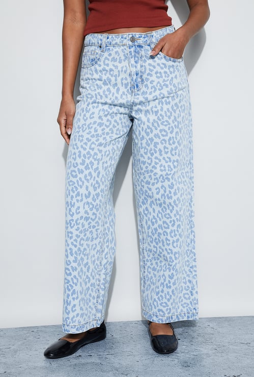 GINGER Printed Straight Jeans