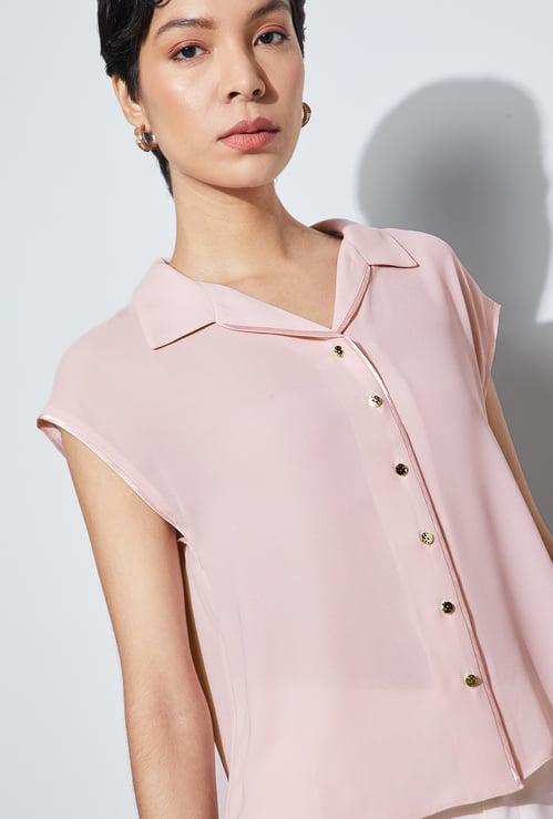 CODE CLASSIC Solid Spread Collar Top