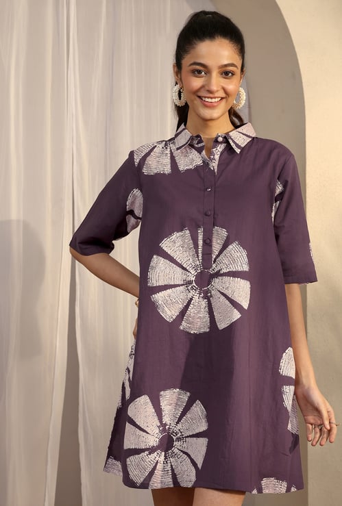 LIBAS Floral Print Collared Dress