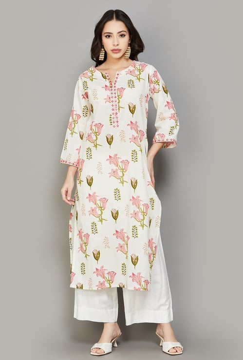 LIBAS Floral Print Straight Kurta
