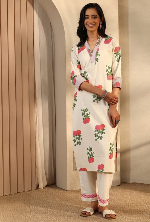 LIBAS Floral Print Straight Kurta
