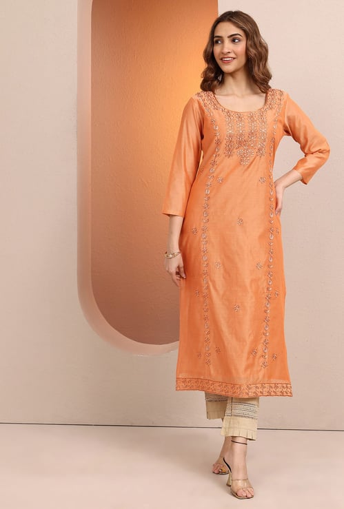 LIBAS Embroidered Straight Kurta