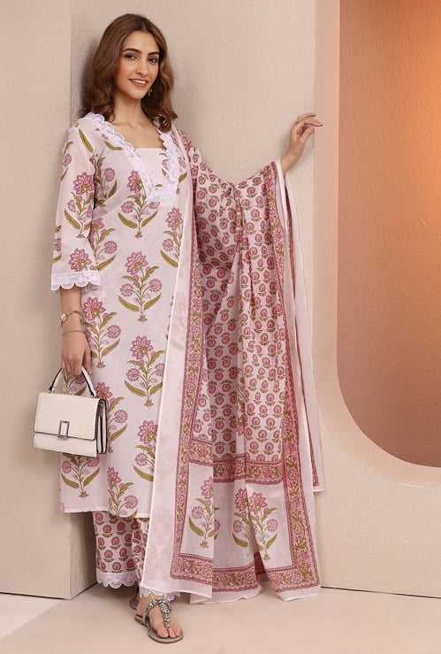 LIBAS Floral Print A-line Kurta Set