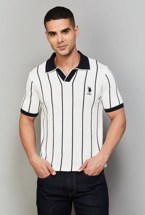 US POLO ASSN Striped Johnny Collar T-shirt