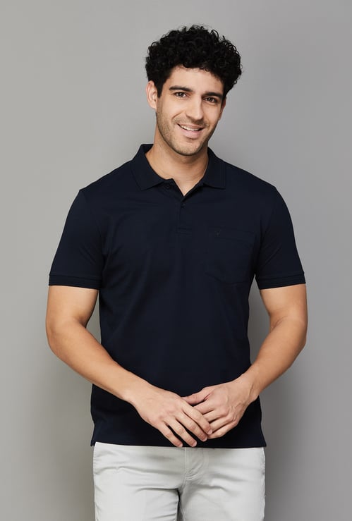 ALLEN SOLLY Solid Polo T-shirt