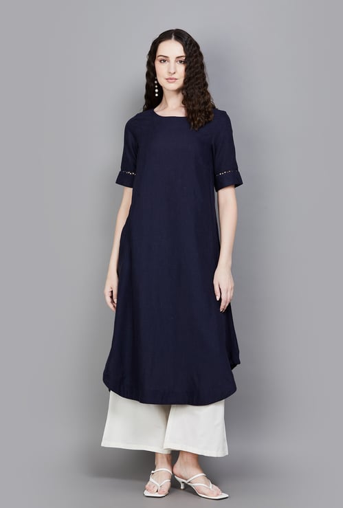 W Solid Straight Kurta