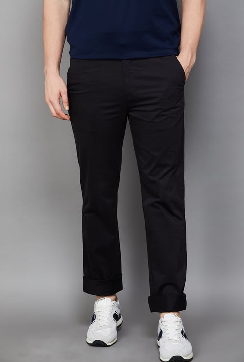COLORPLUS Solid Regular Fit Trousers
