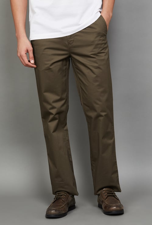 COLORPLUS Solid Regular Fit Trousers