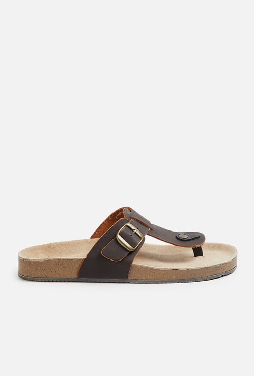 BATA Solid Buckle Detail Flip Flops