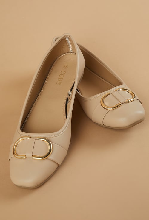 CODE Buckle Detail Ballerinas