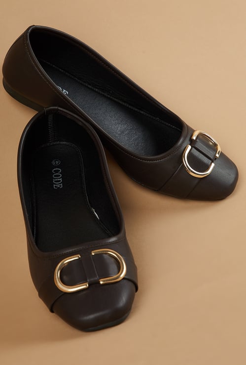 CODE Buckle Detail Ballerinas