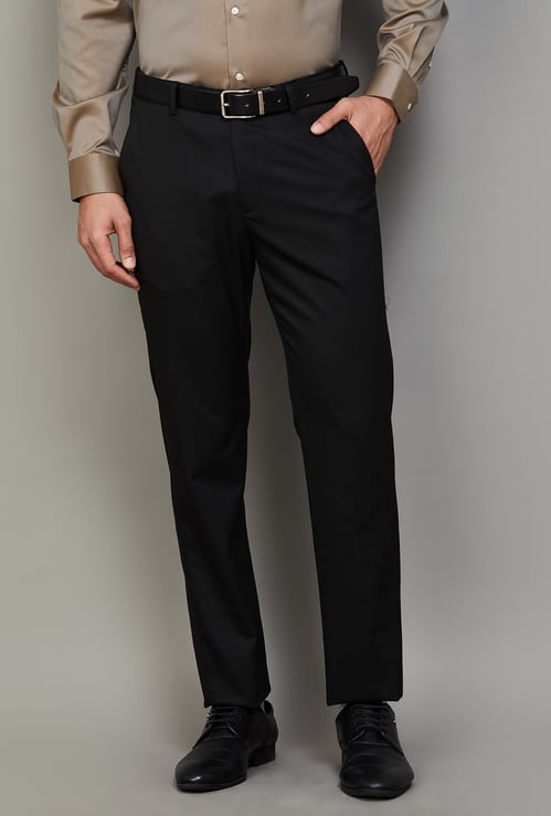 LOUIS PHILIPPE Solid Slim Fit Formal Trousers