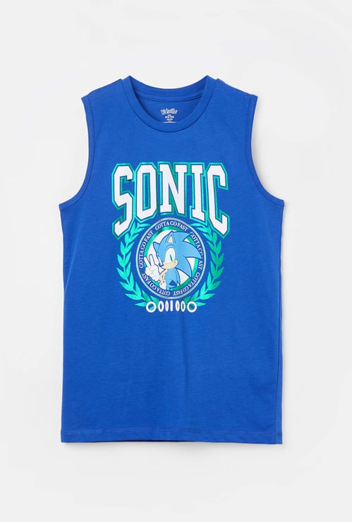 KIDSVILLE Boys Sonic Print Sleeveless T-shirt