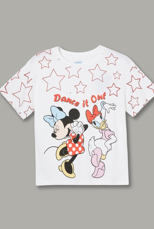 KIDSVILLE Girls Minnie Mouse Printed T-shirt