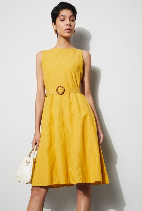 CODE Solid A-Line Dress