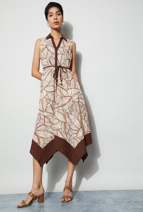 CODE Printed Handkerchief Hem Dress