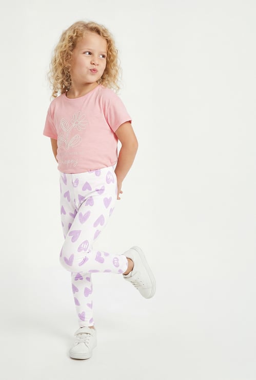 FAME FOREVER Girls Heart Print Leggings