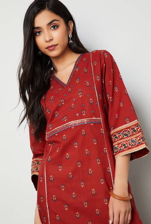 MELANGE Floral Print Straight Kurta
