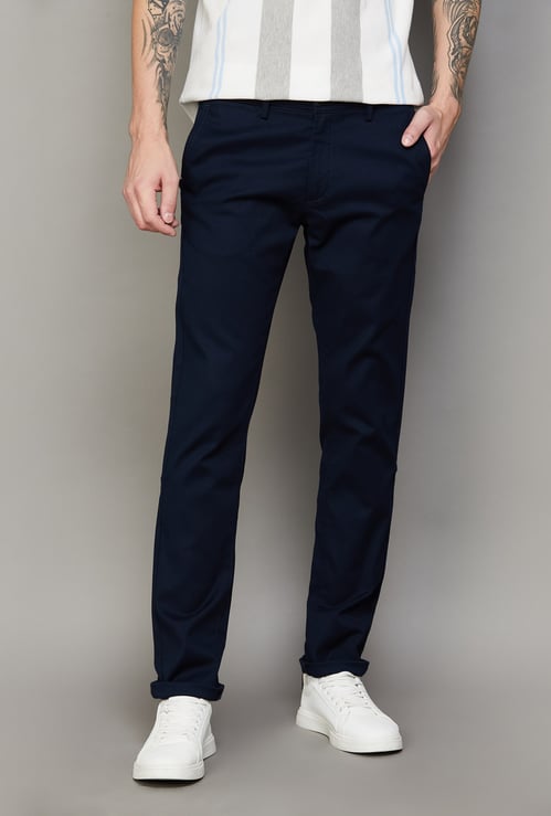 US POLO ASSN Solid Slim Tapered Trousers