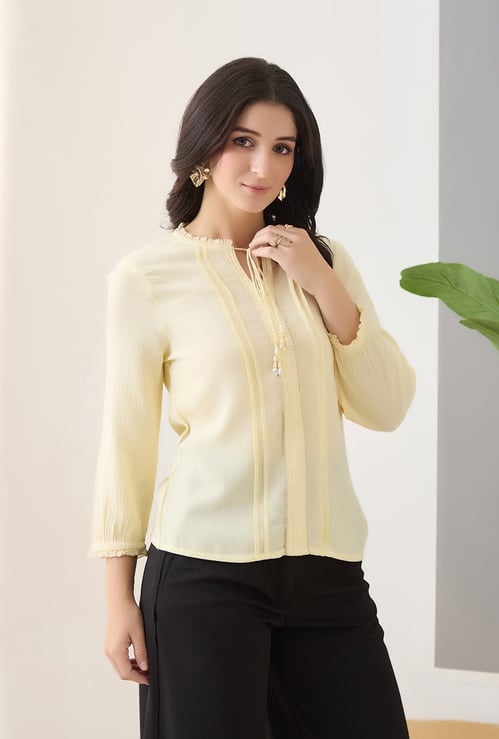 LATIN QUARTERS Solid Tie-Up Tunic